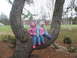 Girls in tree.  Spring 2008.